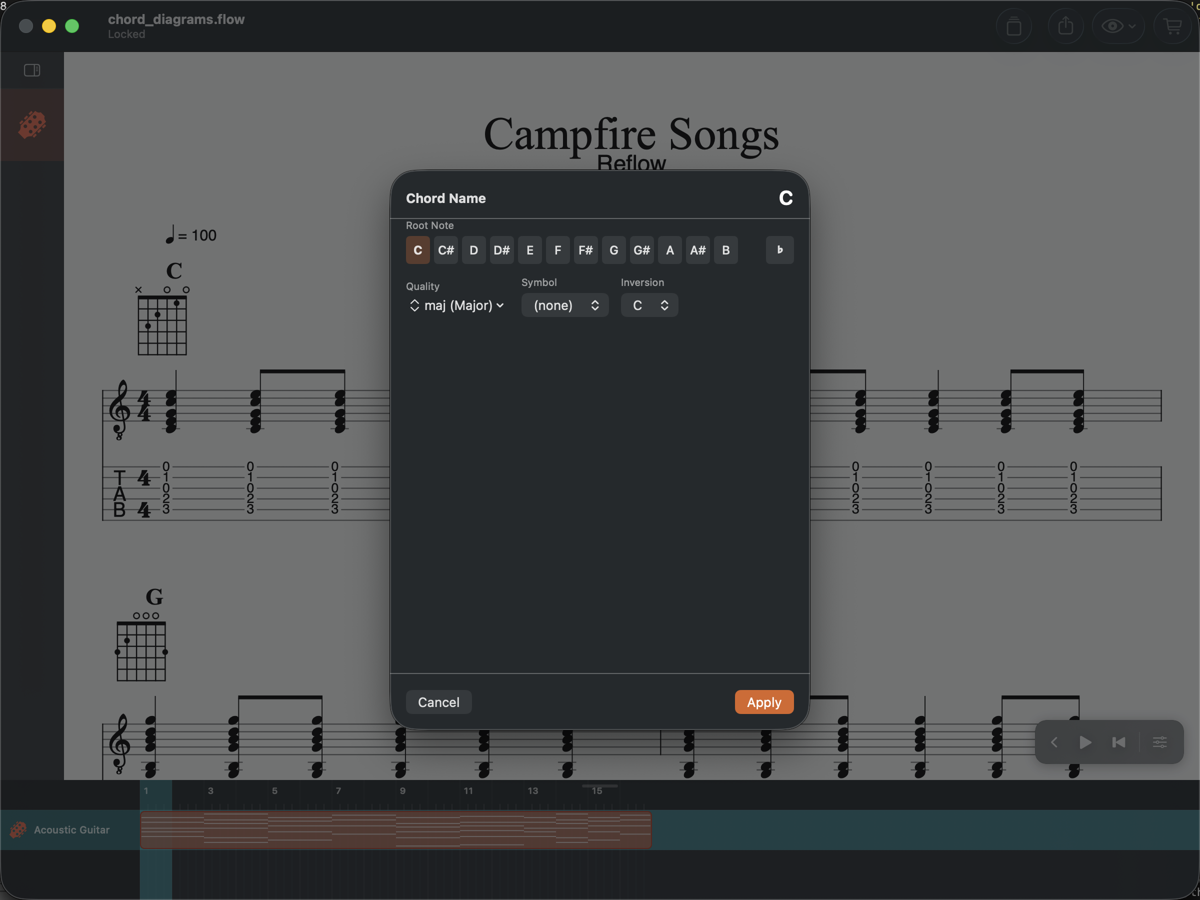 Chord name dialog