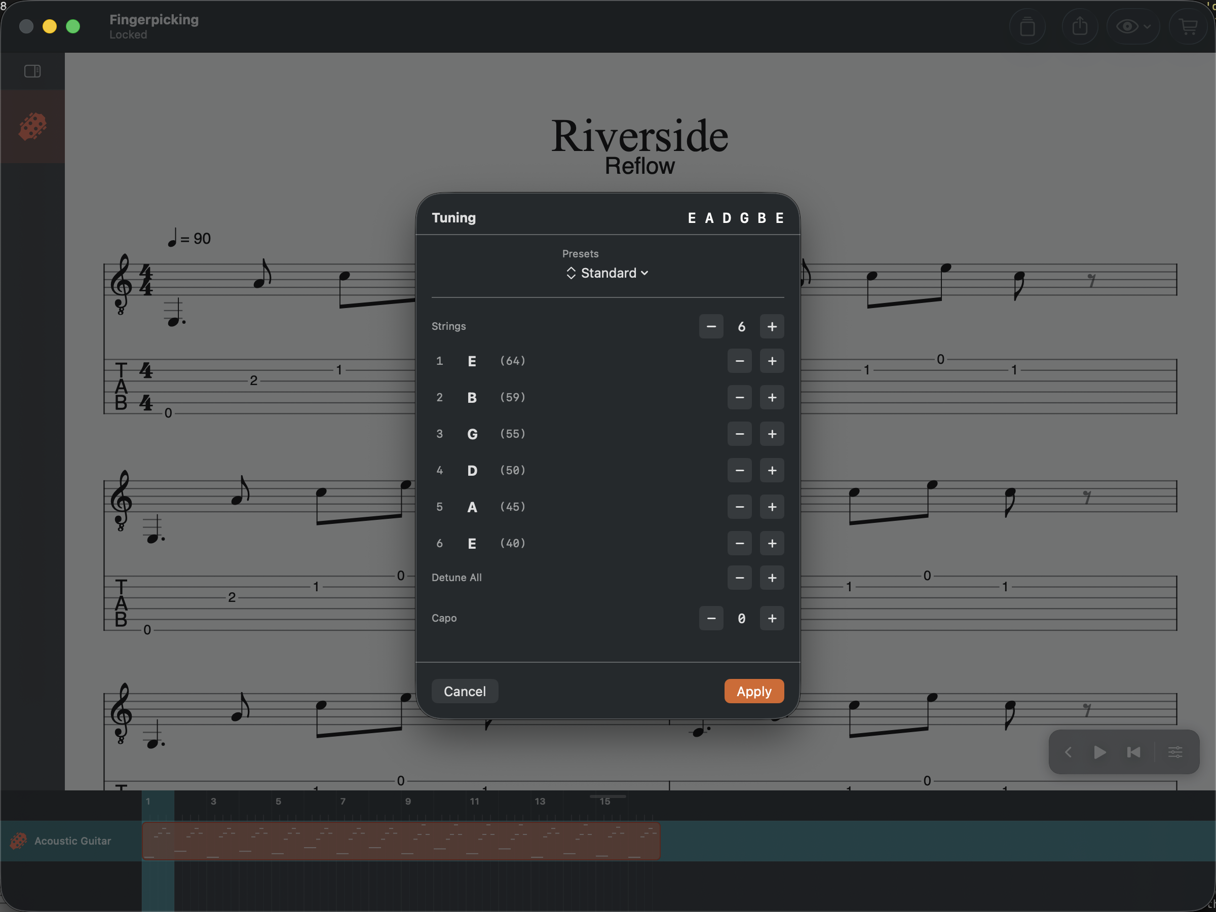 Tuning dialog